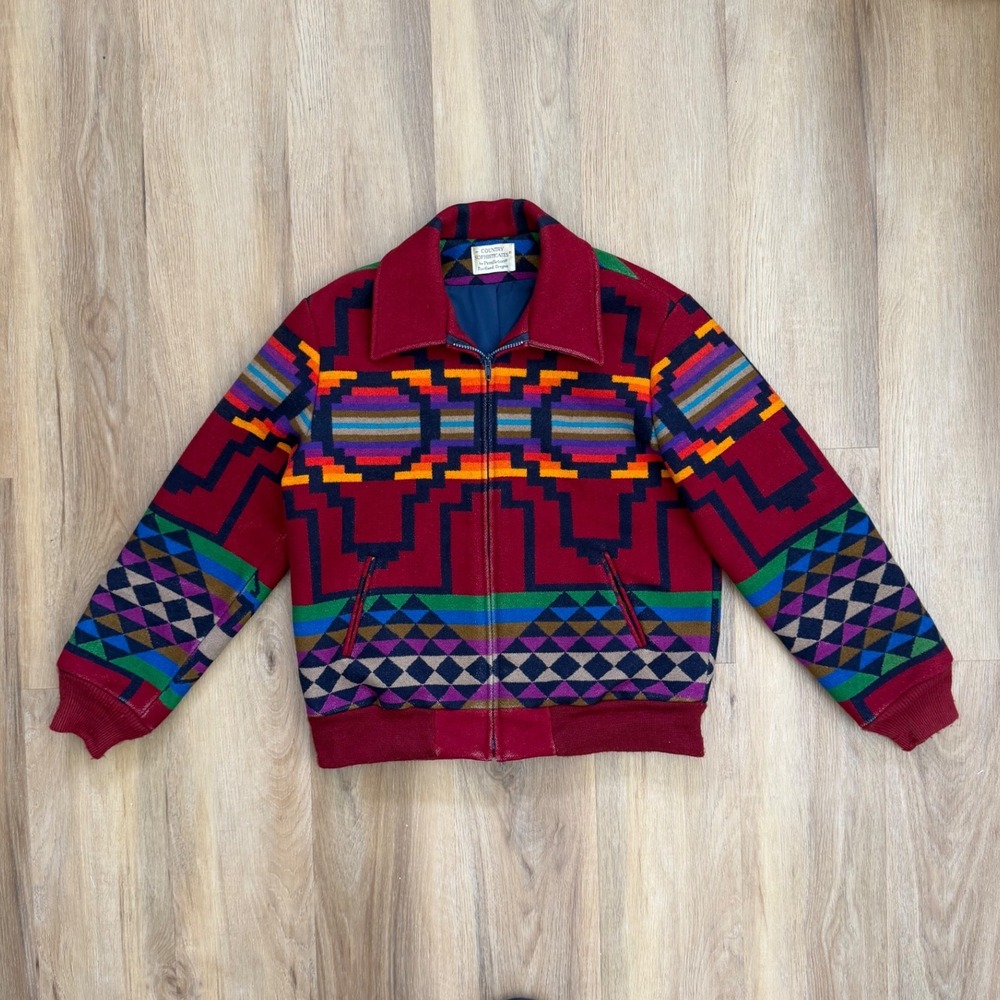 Vtg Pendleton Country Sophisticates Wool Southwestern Geometric Aztec Jacket